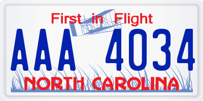 NC license plate AAA4034