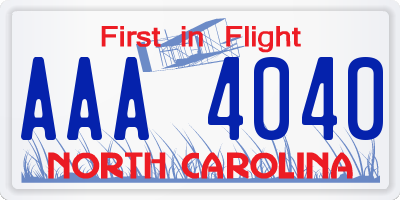 NC license plate AAA4040