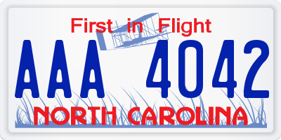 NC license plate AAA4042