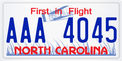 NC license plate AAA4045