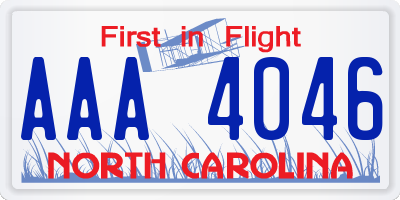 NC license plate AAA4046