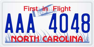 NC license plate AAA4048