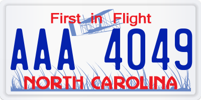 NC license plate AAA4049