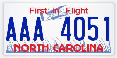 NC license plate AAA4051