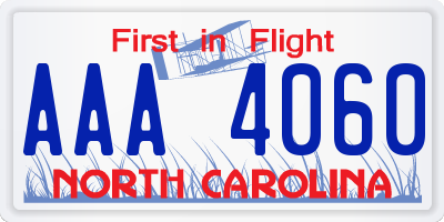 NC license plate AAA4060