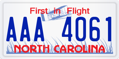 NC license plate AAA4061