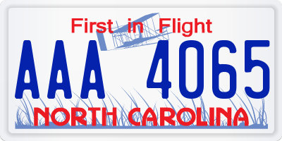 NC license plate AAA4065