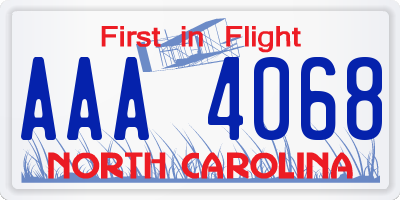 NC license plate AAA4068