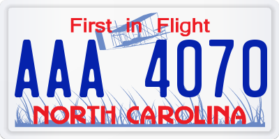 NC license plate AAA4070