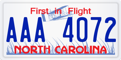 NC license plate AAA4072