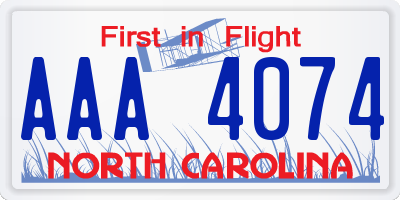 NC license plate AAA4074