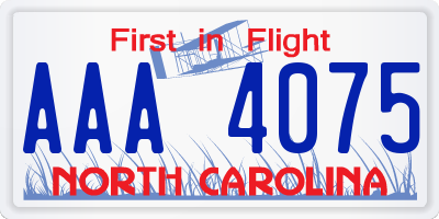 NC license plate AAA4075