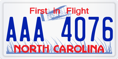 NC license plate AAA4076