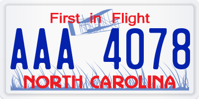 NC license plate AAA4078