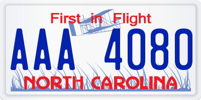 NC license plate AAA4080