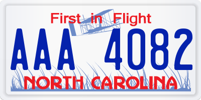 NC license plate AAA4082