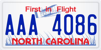 NC license plate AAA4086