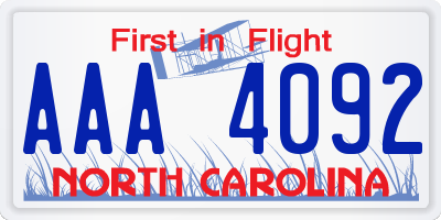 NC license plate AAA4092