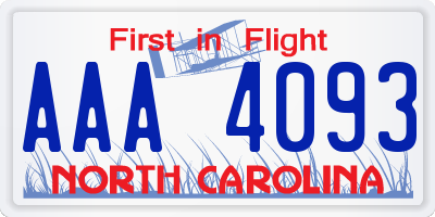 NC license plate AAA4093