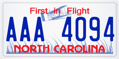 NC license plate AAA4094