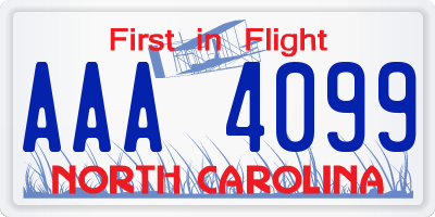 NC license plate AAA4099