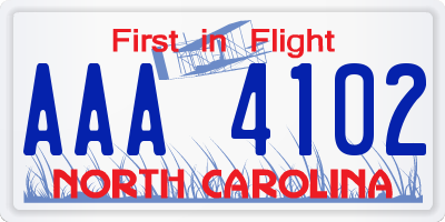 NC license plate AAA4102