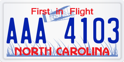 NC license plate AAA4103