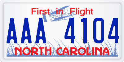 NC license plate AAA4104