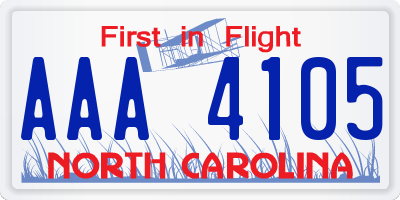 NC license plate AAA4105