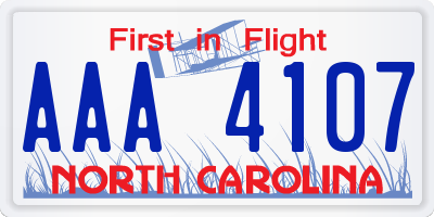 NC license plate AAA4107