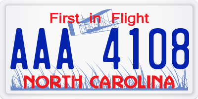 NC license plate AAA4108