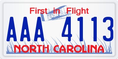 NC license plate AAA4113