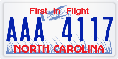 NC license plate AAA4117