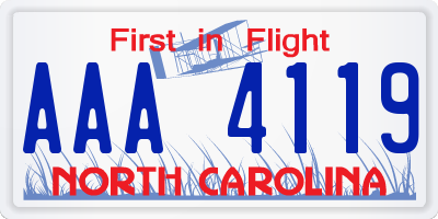 NC license plate AAA4119