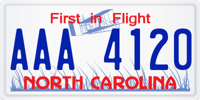NC license plate AAA4120