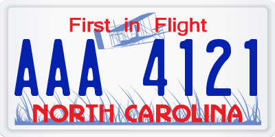 NC license plate AAA4121