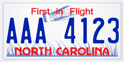 NC license plate AAA4123