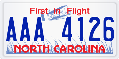 NC license plate AAA4126