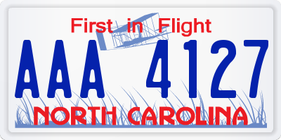 NC license plate AAA4127