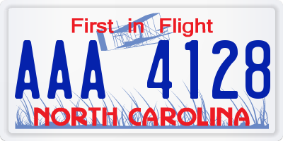 NC license plate AAA4128