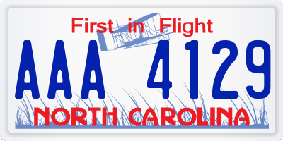 NC license plate AAA4129