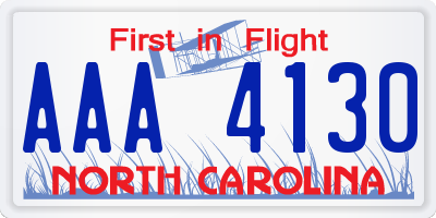 NC license plate AAA4130