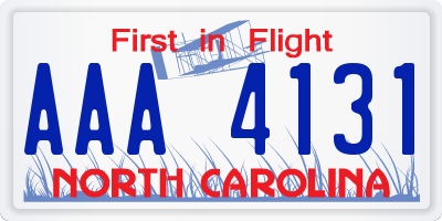 NC license plate AAA4131