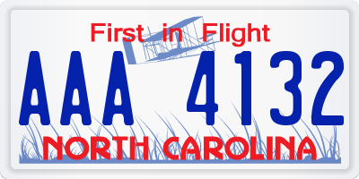 NC license plate AAA4132