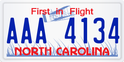 NC license plate AAA4134