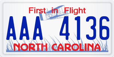 NC license plate AAA4136