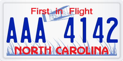 NC license plate AAA4142