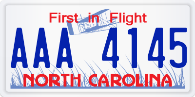 NC license plate AAA4145