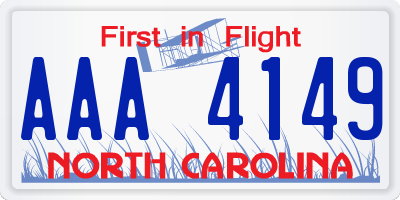 NC license plate AAA4149