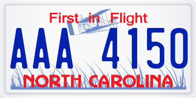 NC license plate AAA4150